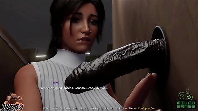 Croft Adventures ep 3 - Lara deep-throated thick ebony man meat in Glory hole