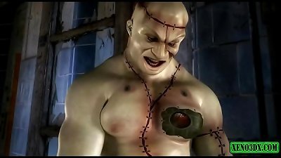 Frankenstein's Monster plows like crazy&excl; 3DX comic