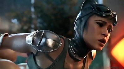 Cat girl handles 2 ample hard-ons