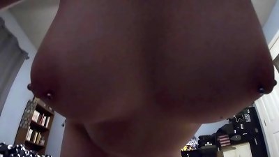 interchanging Oral sex with SLOW MO shot of impressive PIERCED breasts