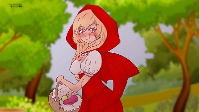 tiny red riding hood scolded a pervert who smashed a tree and let him know a woman's body !Hentai animation Parody !