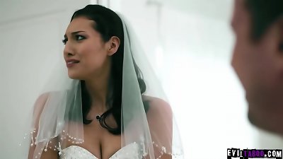 Bella Rolland was overwhelmed when she found out that her grooms stepbro is her ex bf. They needed closure and had fuck-fest with him before she got married.
