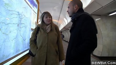 Stranger picks up and doggyfucks huge nymph